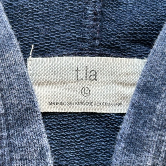 T.La By Anthropologie Quarter Zip Hoodie Women's Size L Washed Blue Pullover - Picture 3 of 8